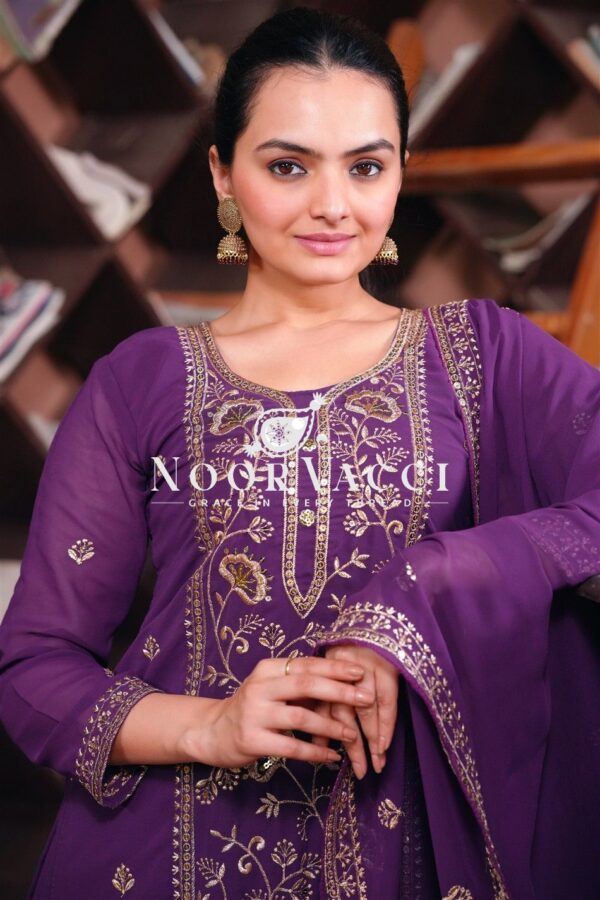 Buy Fox Georgette Embroidered Sharara Suit with Dupatta - Image 3