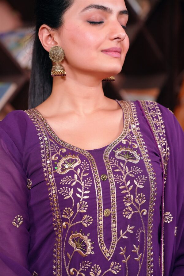 Buy Fox Georgette Embroidered Sharara Suit with Dupatta - Image 4