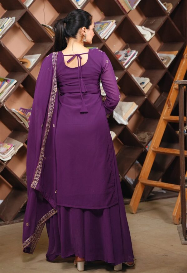 Buy Fox Georgette Embroidered Sharara Suit with Dupatta - Image 5