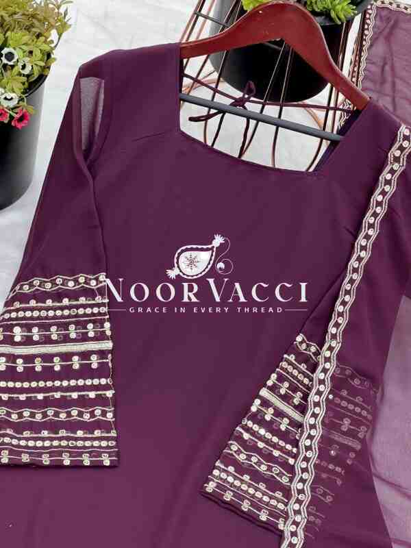 Georgette Embroidered Sharara Set with Full Sleeve Top - Image 8