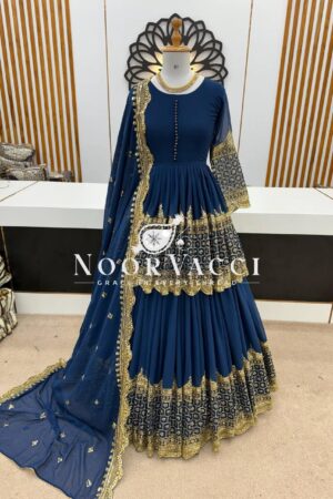Buy Georgette Embroidered Top & Lehenga Set with Dupatta