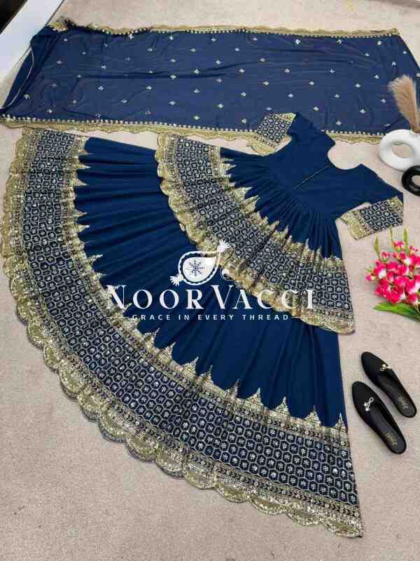 Georgette Embroidered Top & Lehenga Set with Dupatta - Image 2