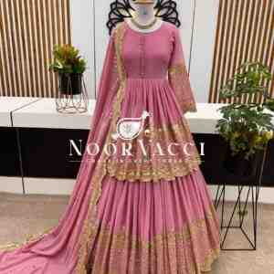 Georgette Embroidered Top & Lehenga Set with Dupatta