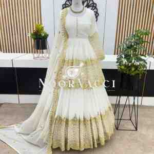 Georgette Embroidered Top & Lehenga Set with Dupatta