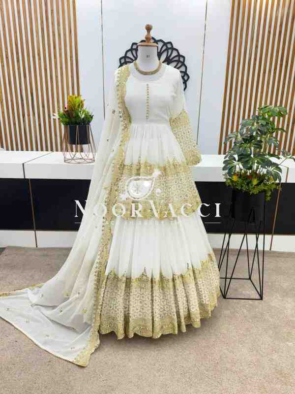 Georgette Embroidered Top & Lehenga Set with Dupatta