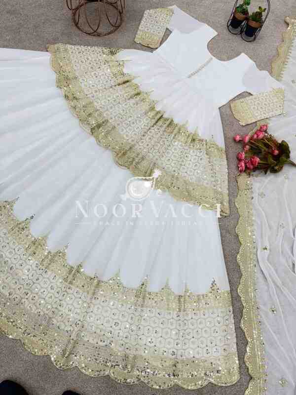 Georgette Embroidered Top & Lehenga Set with Dupatta - Image 2