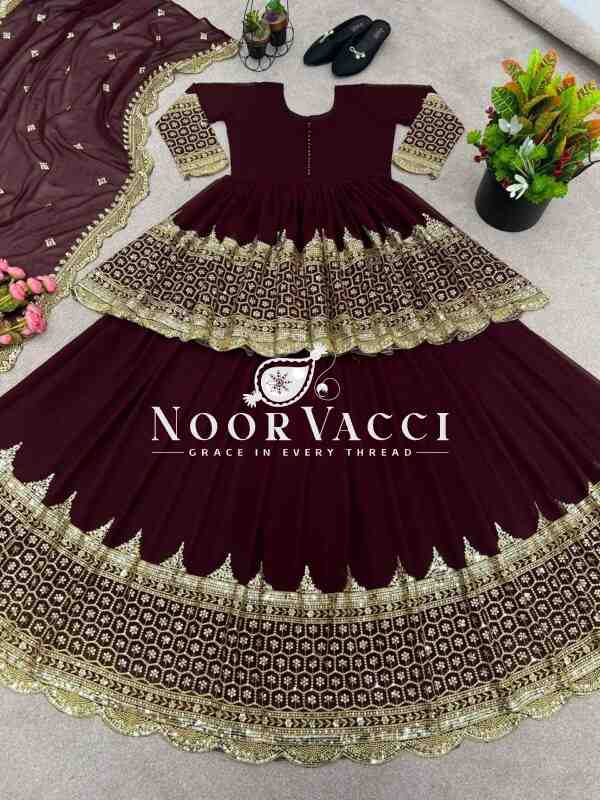 Georgette Embroidered Top & Lehenga Set with Dupatta - Image 2