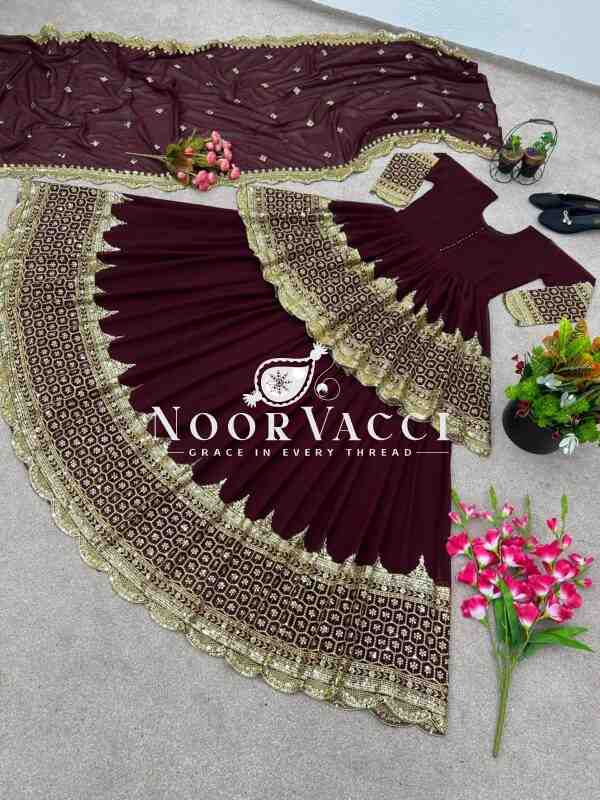 Georgette Embroidered Top & Lehenga Set with Dupatta - Image 3