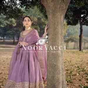 Roman Silk Embroidered Gown with Dupatta