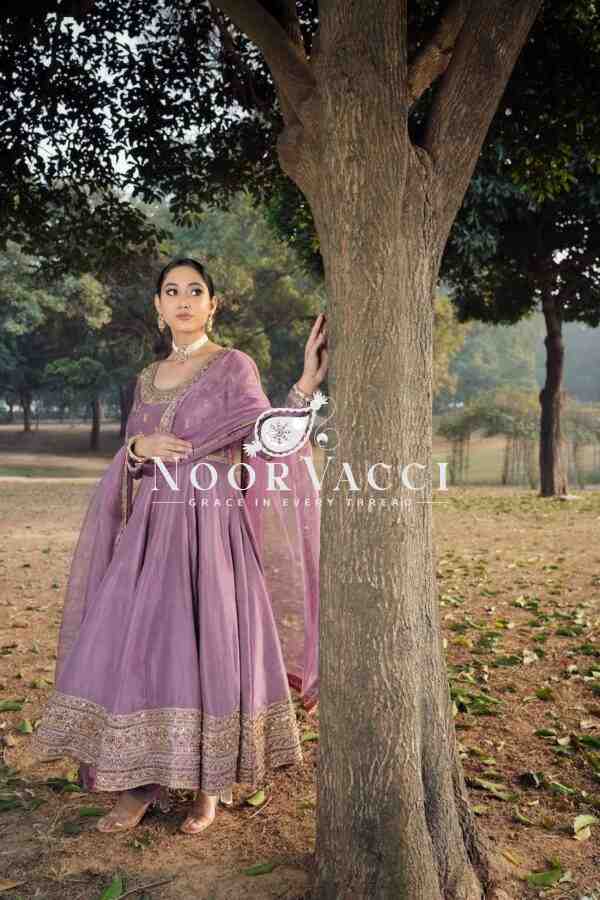 Roman Silk Embroidered Gown with Dupatta