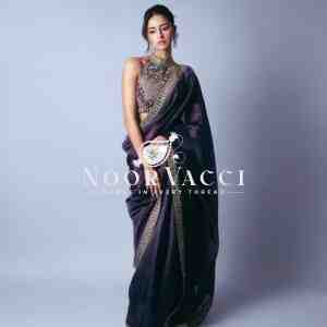 Designer Jimmy Chu Saree with Thread & Sequence Work and Matching Blouse