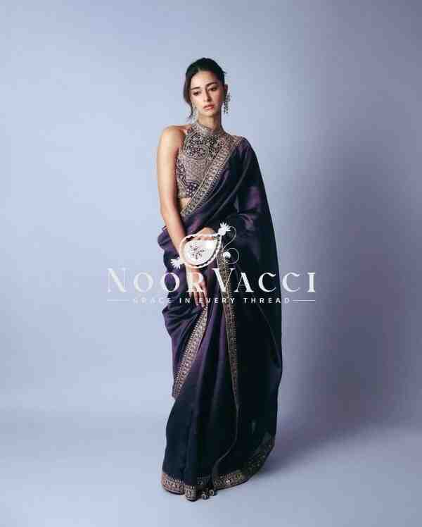 Designer Jimmy Chu Saree with Thread & Sequence Work and Matching Blouse