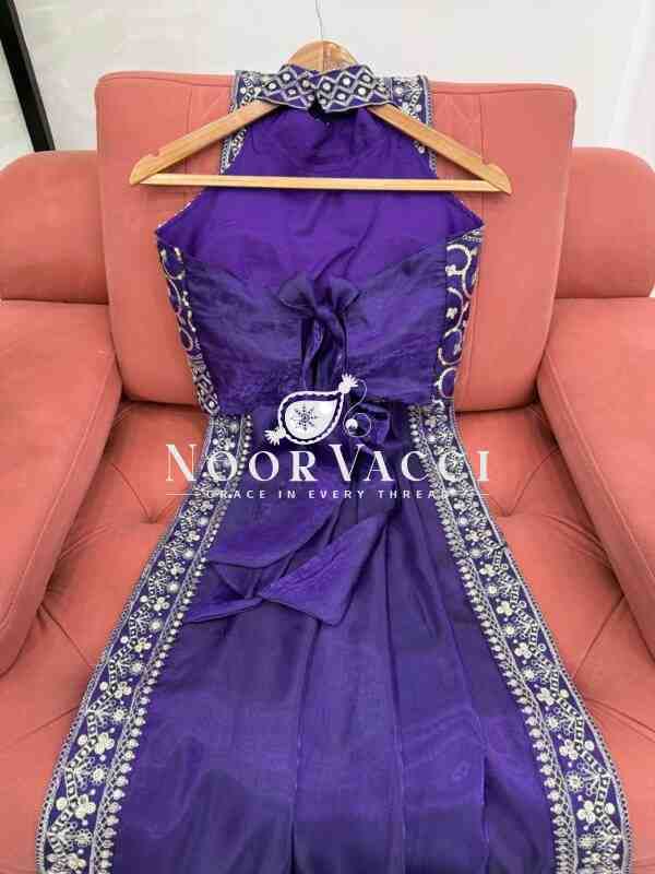 Designer Jimmy Chu Saree with Thread & Sequence Work and Matching Blouse - Image 8