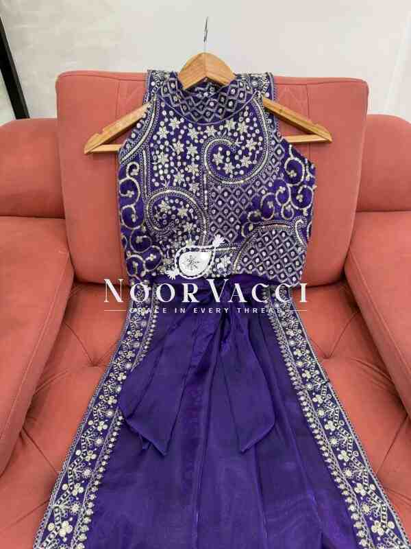 Designer Jimmy Chu Saree with Thread & Sequence Work and Matching Blouse - Image 9
