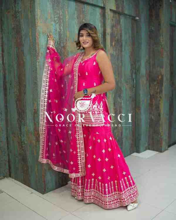 Georgette Embroidered Sharara Plazzo Set with Dupatta | Premium Partywear - Image 2