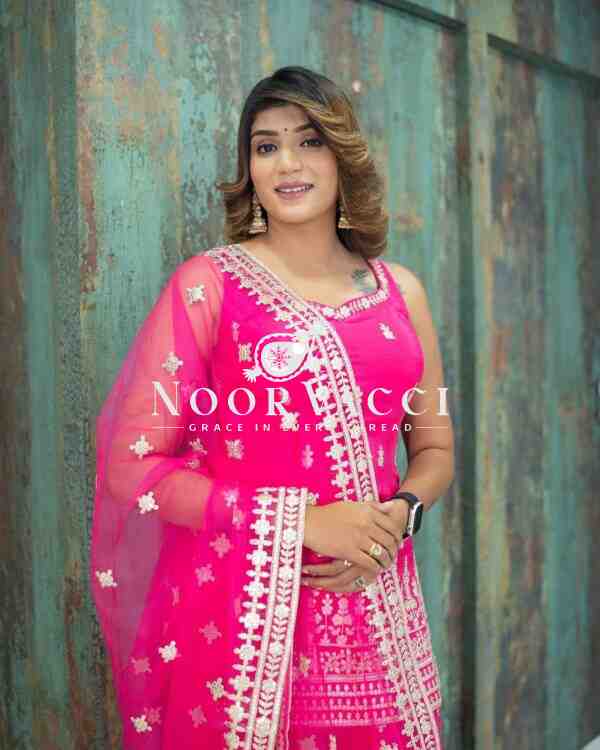 Georgette Embroidered Sharara Plazzo Set with Dupatta | Premium Partywear - Image 3