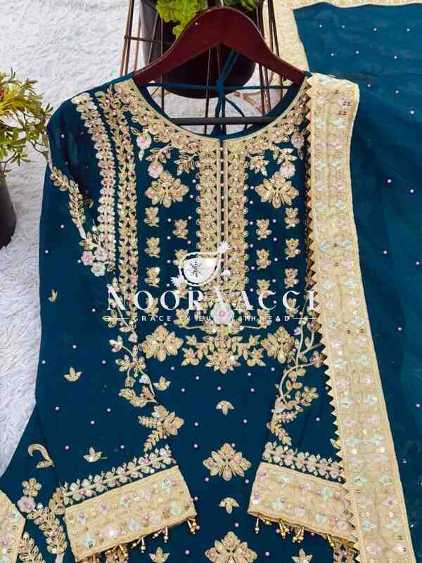 Georgette Embroidered Sequence Set with Rivet Moti Work - Image 7