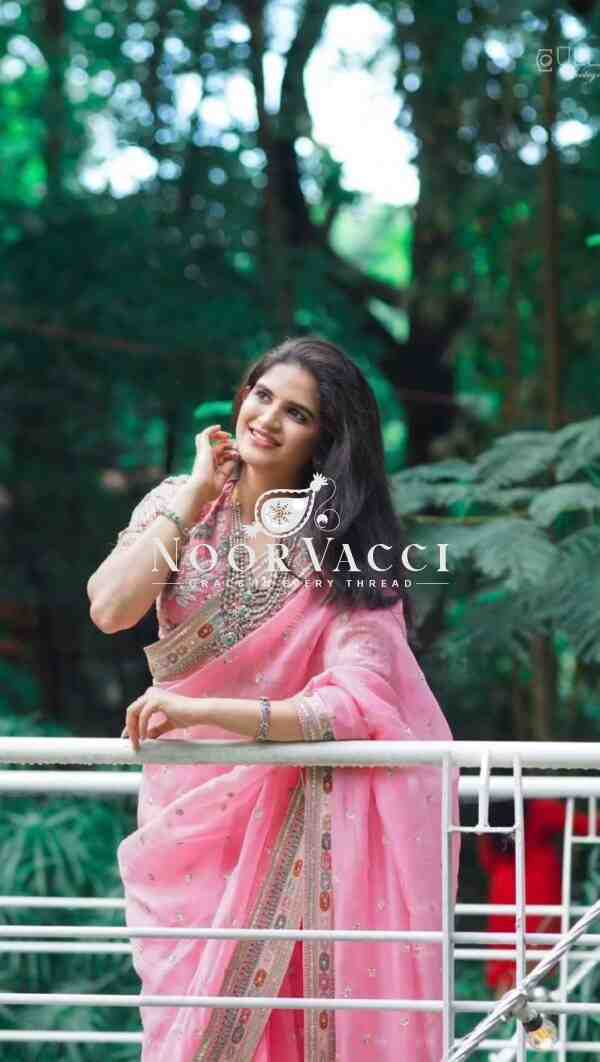 Heavy Organza Silk Designer Saree with Thread & Sequence Work | Mono Banglori Blouse - Image 2