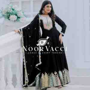 Heavy Chinon Silk Designer Party Wear Gown with Embroidered Dupatta