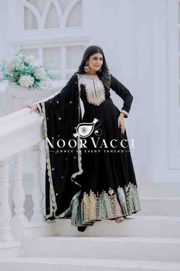 Heavy Chinon Silk Designer Party Wear Gown with Embroidered Dupatta
