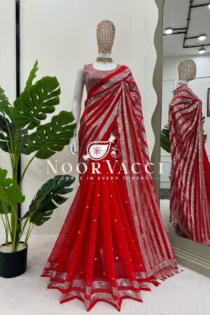 Buy Designer Faux Georgette Saree with Thread & Sequence Work With Matching Blouse