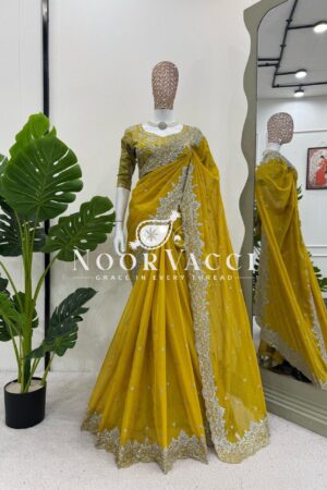 Buy Designer Tibby Silk Saree with Thread & Sequence Work and Mono Benglori Blouse