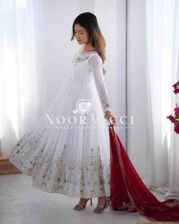 Heavy Georgette Gown with Multy Thread Embroidery & Dupatta - Image 5