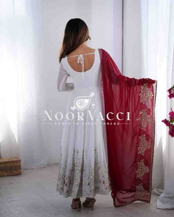 Heavy Georgette Gown with Multy Thread Embroidery & Dupatta - Image 6