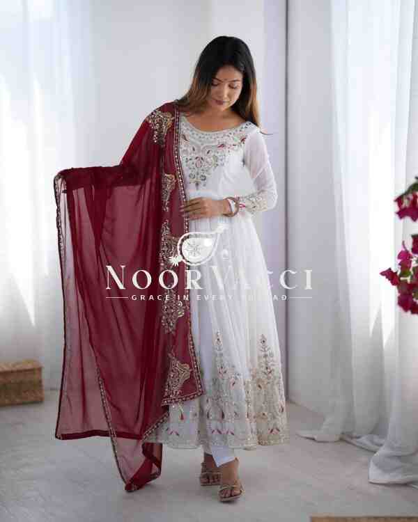 Heavy Georgette Gown with Multy Thread Embroidery & Dupatta - Image 7