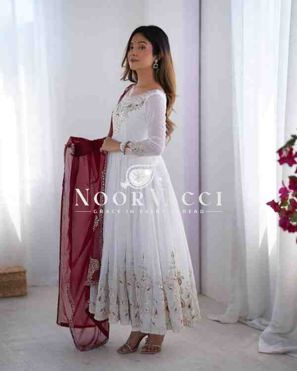 Heavy Georgette Gown with Multy Thread Embroidery & Dupatta - Image 3