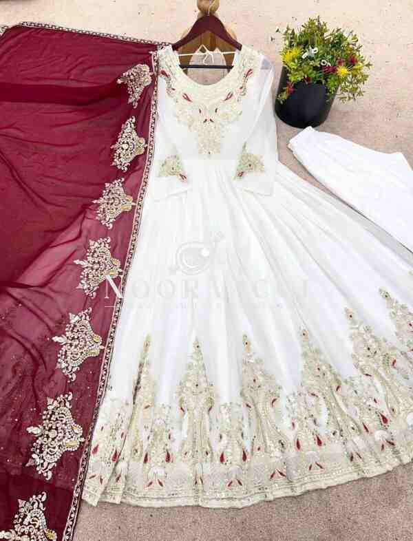Heavy Georgette Gown with Multy Thread Embroidery & Dupatta - Image 8