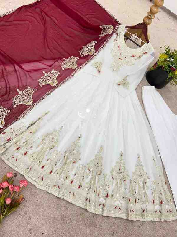 Heavy Georgette Gown with Multy Thread Embroidery & Dupatta - Image 9