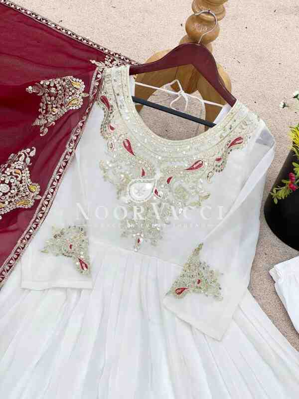 Heavy Georgette Gown with Multy Thread Embroidery & Dupatta - Image 10