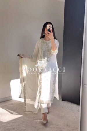 Buy Heavy Georgette Top-Sharara Set with Embroidery & Rivet Moti Work