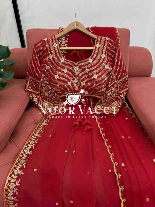 Faux Georgette Saree Set with Thread & Sequence Work and Soft Net Dupatta - Image 3