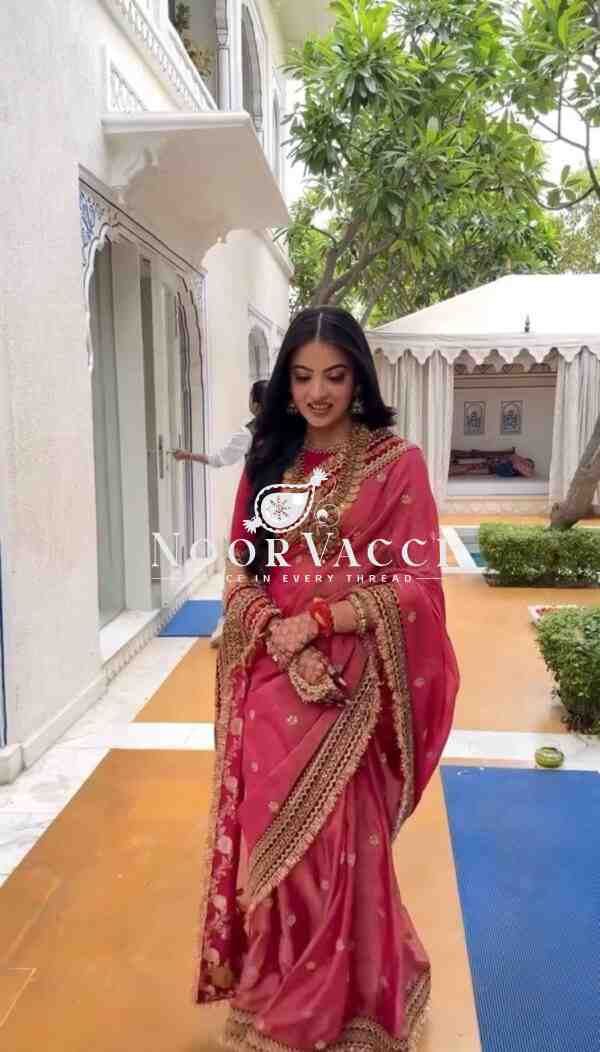 Twil Net Saree with Coding, Thread & Sequence Work and Mono Benglori Blouse