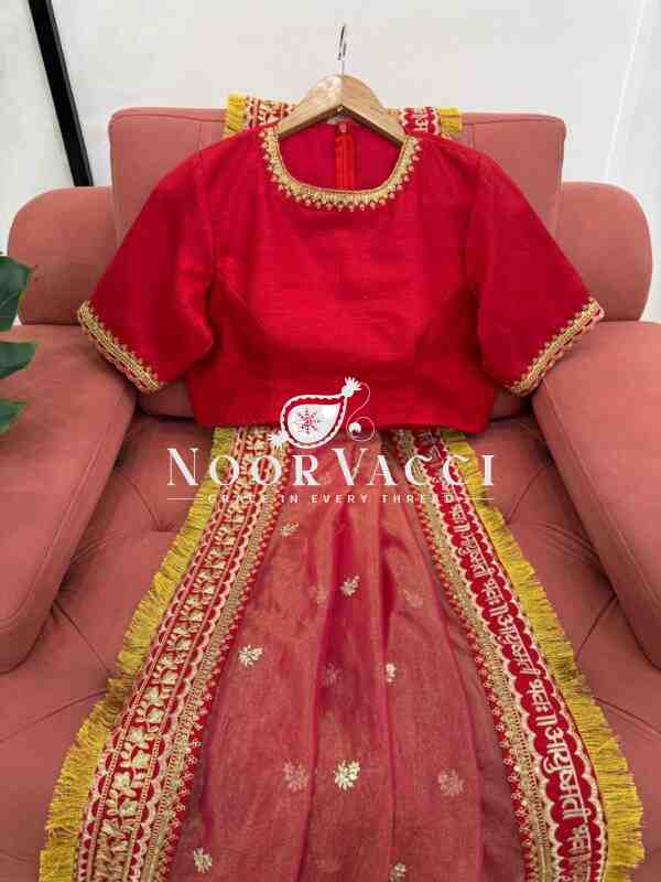 Twil Net Saree with Coding, Thread & Sequence Work and Mono Benglori Blouse - Image 7