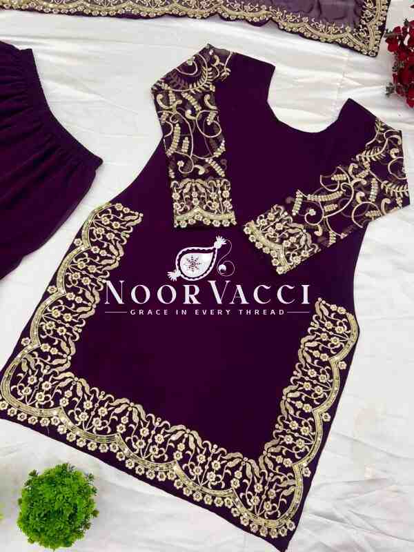 Heavy Embroidery Sequence Work Top-Gharara & Dupatta Set Fully Stitched Ready to Wear - Image 8
