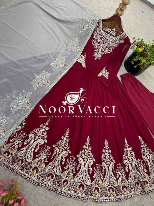 Heavy Georgette Gown with Multy Thread Embroidery & Dupatta - Image 7