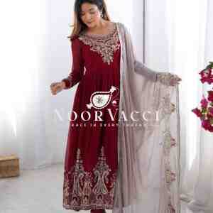 Heavy Georgette Gown with Multy Thread Embroidery & Dupatta