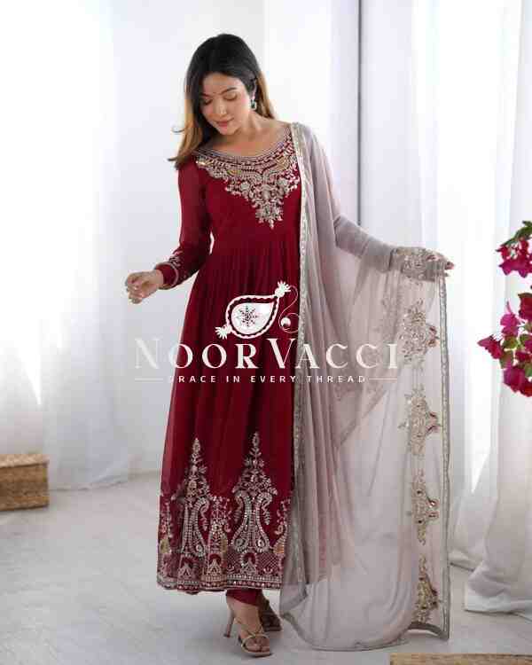 Heavy Georgette Gown with Multy Thread Embroidery & Dupatta