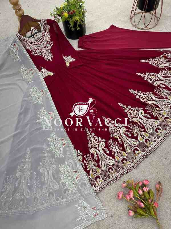 Heavy Georgette Gown with Multy Thread Embroidery & Dupatta - Image 8