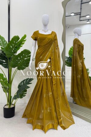 Buy Viscous Patta Saree with Thread & Sequence Embroidery and Matching Blouse