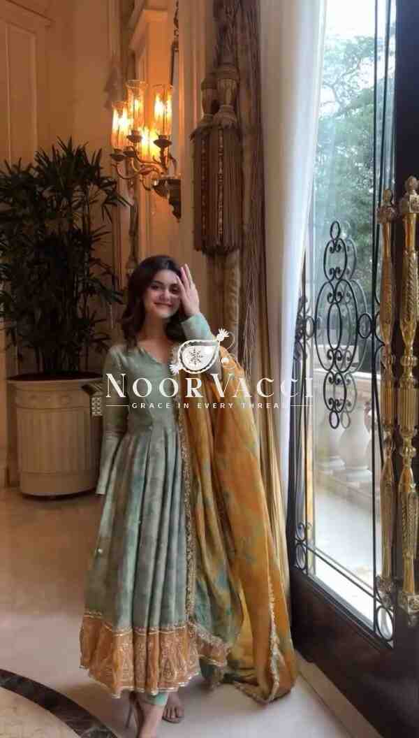 Organza Silk Embroidered Gown with Dupatta – Party Wear Glam - Image 3