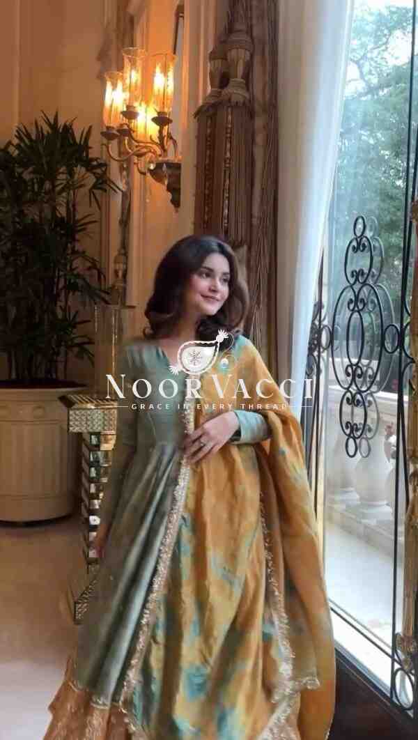 Organza Silk Embroidered Gown with Dupatta – Party Wear Glam - Image 2