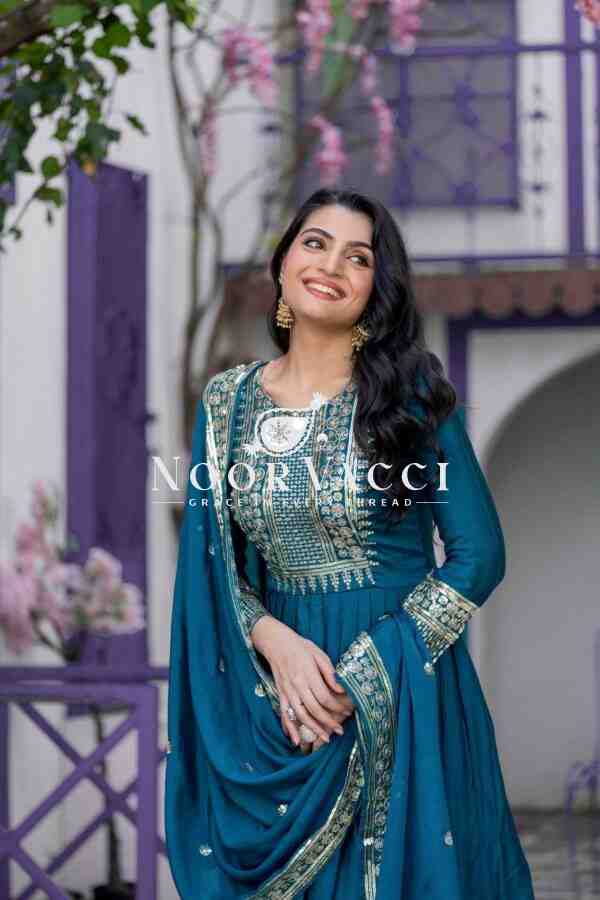 Heavy Chinon Silk Designer Party Wear Gown & Dupatta Set with Embroidery Sequence Work - Image 6