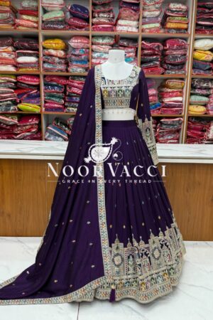 Buy Embroidered Vichitra Silk Lehenga Choli Set with Dupatta