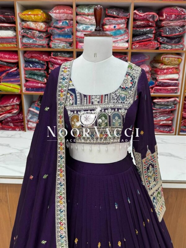 Buy Embroidered Vichitra Silk Lehenga Choli Set with Dupatta - Image 5