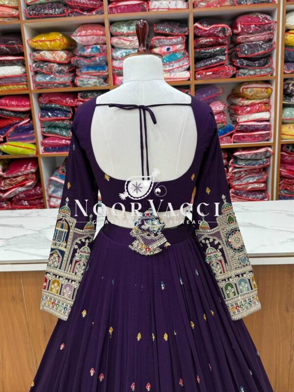 Buy Embroidered Vichitra Silk Lehenga Choli Set with Dupatta - Image 6