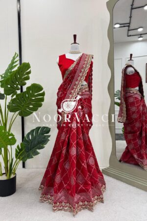 Buy Kota Silk Saree with Jacquard Coding and Sequence Lace Work with Mono Benglori Blouse